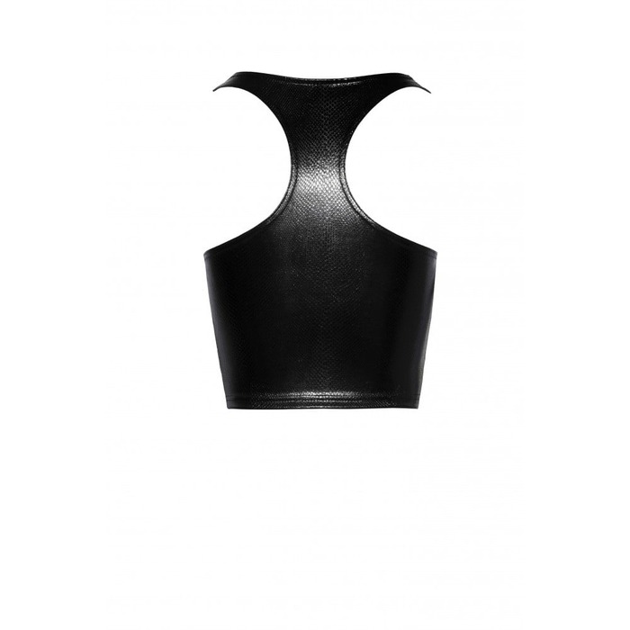 Топ эротичный виниловый со змеиным тиснением S F275 Noir Handmade, черный