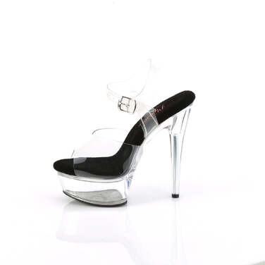 Босоножки Excite-608, каблук 6 дюймов, комфортная ширина PF, ремешок на щиколотке, чёрный/прозрачный