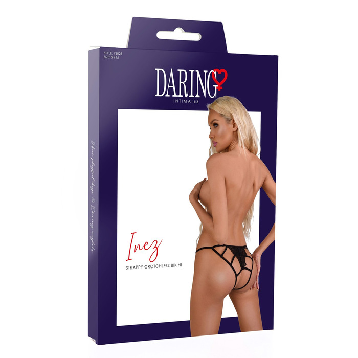 Мереживні трусики з відкритою інтимною зоною Inez Daring Intimates, чорні, S/M