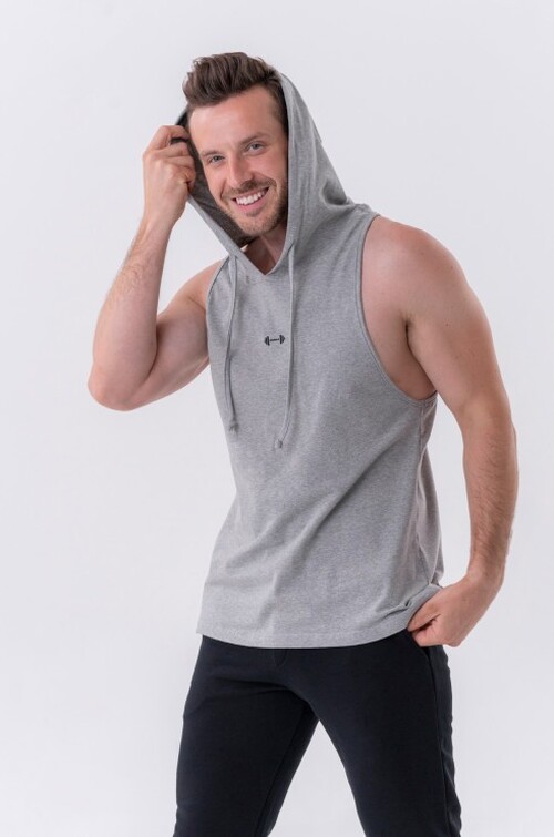 Майка Nebbia Fitness Tank top with a hoodie Light Grey 323