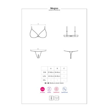 Комплект еротичний з червоною вишивкою Obsessive Megies та доступом до інтимних зон, L/XL