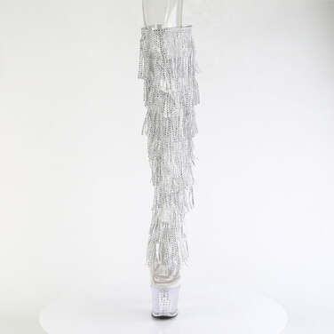 Сапоги Spectator-3019C-RSF. Каблук 7 дюймов, высота ботинок 7 дюймов, текстурированный PF-материал, молния сбоку, прозрачный/серебристый.