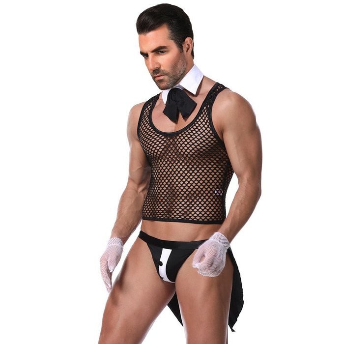 Черный мужской сексуальный комплект нижнего белья Star Night Valet, 4 предмета (без коробки )