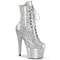 Чоботи Pleaser Adore-1020GP на підборах 7 дюймів, черевики на шнурівці спереду 2 3/4 дюйма з PF, сріблясті