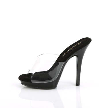 Шлепанцы Lip-101, каблук 5 дюймов, скользящий материал PF 3/4 дюйма, прозрачный/черный