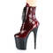 Чоботи Pleaser Flamingo-1020SP на підборах 8 дюймів, черевики на шнурівці спереду 4 дюйми, збоку блискавка, червоні/чорні
