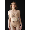 Tattoo Basic – Принтований Танцювальний Топ Із Перехресними Бретелями Та Ефектом Художньої Сітки - бежевий