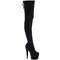 Чоботи Pleaser Adore-3008 **7-дюймовий каблук, 2 3/4-дюймові еластичні чоботи до стегна, чорні замшеві
