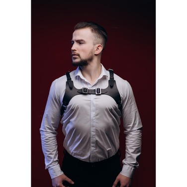 Портупея мужская One Size Р20 на грудь, натуральная кожа, черная