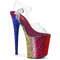 Босоніжки Pleaser Flamingo-808RBG *8-дюймовий каблук, 4-дюймовий ремінець на щиколотці з блискітками, прозорі/різнокольорові