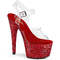 Босоніжки Pleaser Bejeweled-708DM на підборах 7 дюймів, босоніжки з ремінцем на щиколотці 2 3/4 дюйма з RS, прозорі/червоні
