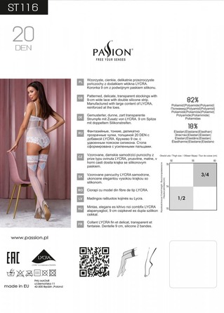 Мереживні панчохи ST116 білі з блакитним візерунком 1/2 (20 den) - Passion