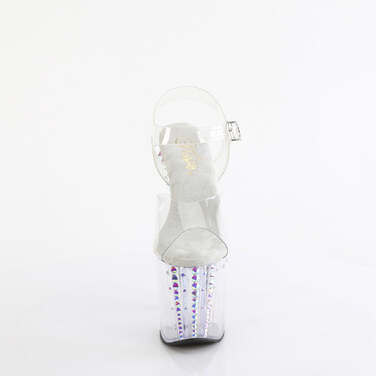 Босоніжки Enchant-708RS-02 на підборах 8 дюймів, босоніжки з ремінцем на щиколотці 3 3/4 дюйма з прикрашеними стразами, прозорі