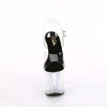 Босоніжки Enchant-708 на підборах 8 дюймів, босоніжки з ремінцем на щиколотці 3 3/4 дюйма, прозорі чорні/прозорі