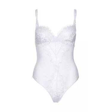 Белое кружевное боди с цветочным принтом Leg Avenue S