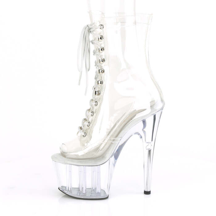 Ботинки Adore-1021C *7 дюймов, каблук PF, 2 3/4 дюйма, открытый носок, шнуровка спереди, прозрачные