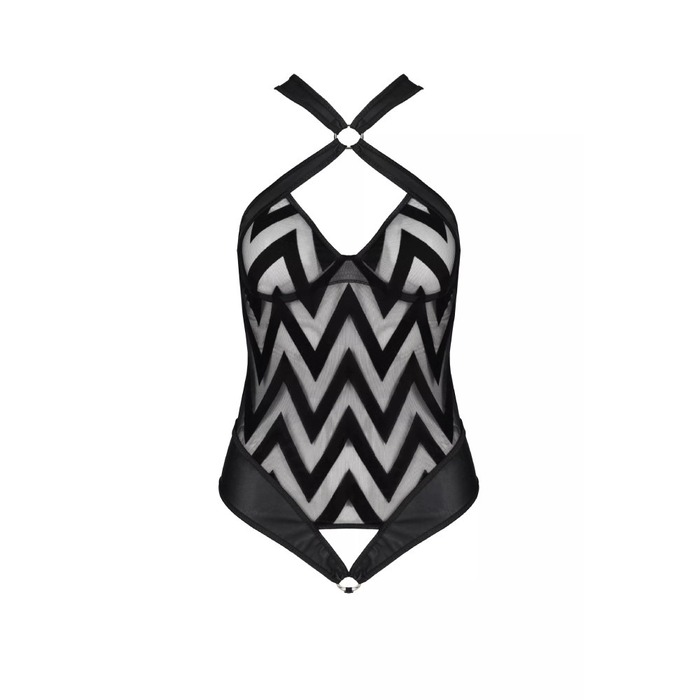 Боди с графическим узором Passion HIMA BODY черный, S/M