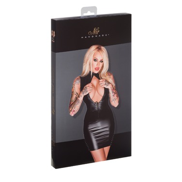 Сексуальное платье со шнуровкой Noir Handmade F127 из винила, черное, M