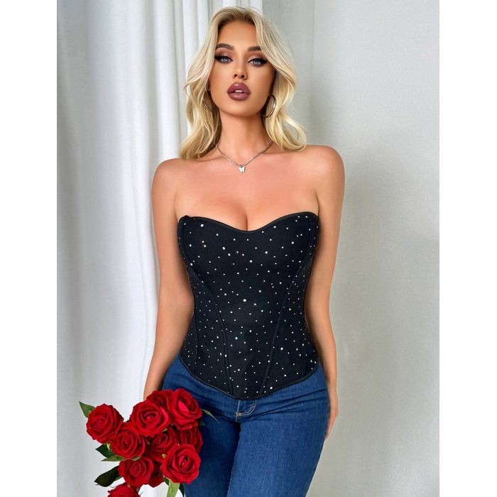 Корсет со стразами Star Night 6 Plastic Bones черный, XS