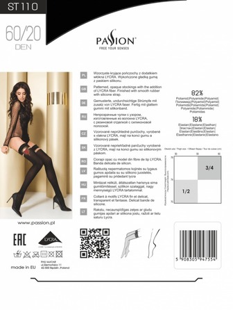 Панчохи Passion ST110 (20 den) чорні з червоною вставкою, розмір 1/2