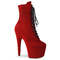 Чоботи Pleaser Adore-1020FS *7 дюймів на підборах, 2 3/4 дюйма на шнурівці, блискавка збоку, червона штучна замша