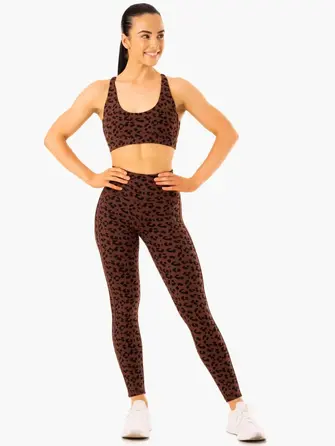 Леггинсы Ryderwear Evolution High Waisted Scrunch Leggings - Chocolate Leopard