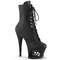 Чоботи Pleaser Moon-1020SK *7-дюймовий каблук, 2 3/4-дюймовий виріз на шнурівці з PF, блискавка збоку, чорні, веганська шкіра/чорний