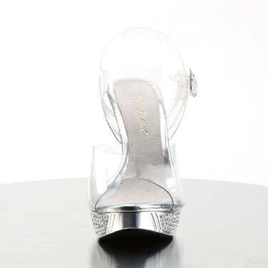 Босоножки Elegant-408, каблук 4 1/2 дюйма, ремешок на щиколотке шириной 1 дюйм, с ремешком на щиколотке, прозрачный/серебристый хром