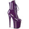 Чоботи Pleaser Flamingo-1020 на підборах 8 дюймів, черевики до щиколотки зі шнурівкою 4 дюйми, блискавка збоку, фіолетовий лак