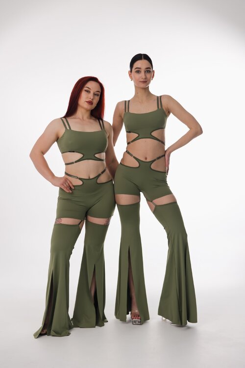 Трансформуючий Комплект Skadi 2 в 1 зі Знімними Панчохами для Pole Dance, Exotic та Сценічних Виступів - зелений