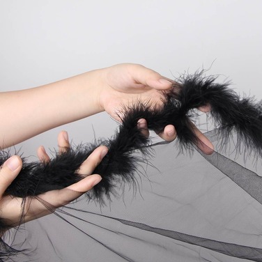 Халат довгий з поясом Star Night з обробкою зі штучного хутра та трусиками, чорний, ХХХL