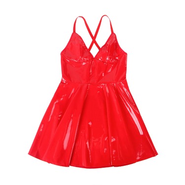 Платье с чокером, глянцевое Star Night Wet Look с имитацией винила, красное, M