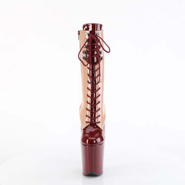 Ботинки Flamingo-1054DC *Каблук 8 дюймов, двухцветные ботинки до середины голени со шнуровкой и молнией сбоку, цвет: бордовый/розовый