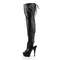 Сапоги Pleaser Delight-3017, каблук 6 дюймов, 3,5 см, открытая пятка/носок, шнуровка сзади, чёрная искусственная кожа/чёрный