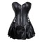 Корсет зі спідницею Star Night Sexy Leather та трусиками в комплекті, чорний, М