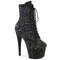 Ботинки Pleaser Adore-1020RM, каблук 7 дюймов, сетчатые ботильоны RS со шнуровкой PF 2 3/4 дюйма, молния сбоку, чёрная замша/чёрный