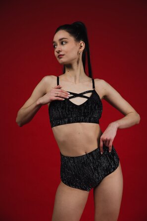 Classic Sparkle – Оксамитові шорти з блиском для pole dance, heels та сценічних виступів - чорний у смуги