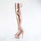 Boots Pleaser Delight-3000HWR *Каблук 6 дюймов, эластичные сапоги до бедра 1 3/4 дюйма, боковая молния 12 дюймов, розовое золото
