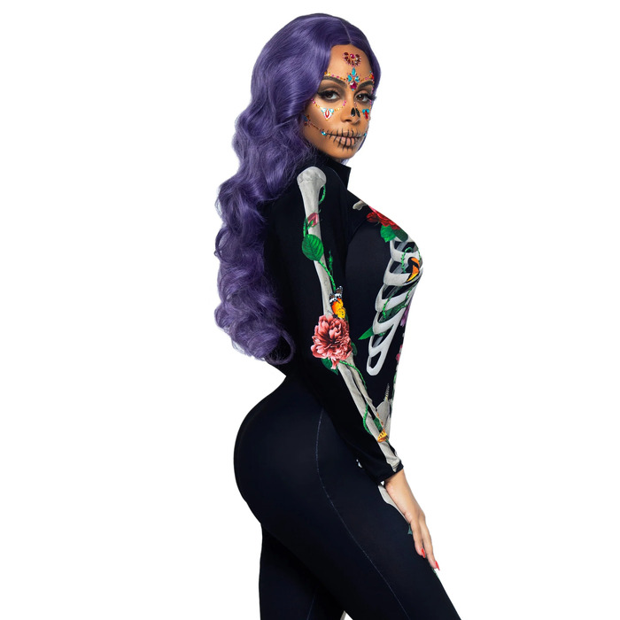 Комбинезон скелет с цветочным принтом Leg Avenue Floral skeleton catsuit M