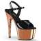 Босоніжки Pleaser Adore-709 на підборах 7 дюймів, босоніжки з ремінцем на щиколотці 2 3/4 дюйма, чорні/рожево-золоті