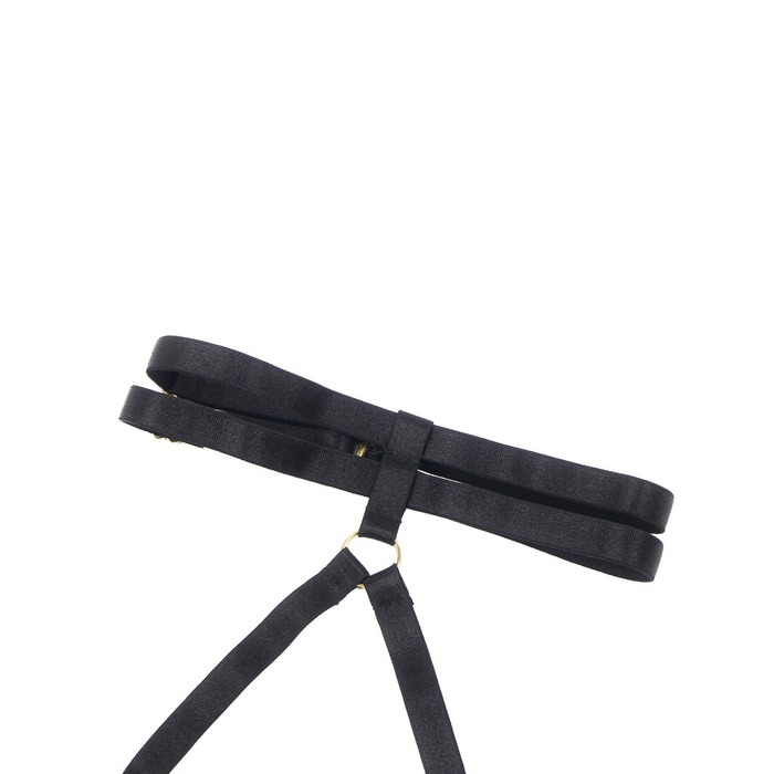 Чорний сексуальний оксамитовий комплект білизни Star Night з чокером та декоративною фурнітурою, L