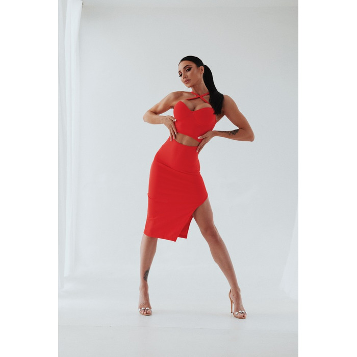 Плаття Fitzona RED DRESS WITH NECK DETAIL AND ZIPPER