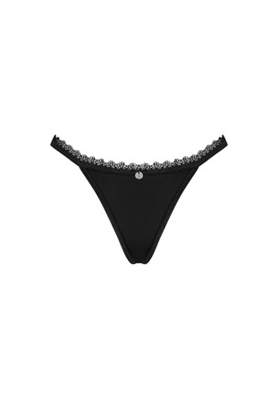 Трусики стринги с кружевной вставкой по попе Obsessive Maderris thong черный, M/L