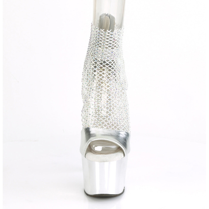 Босоножки Adore-765RM, каблук 7 дюймов, 2 3/4 дюйма, закрытый задник, молния сзади, серебристый