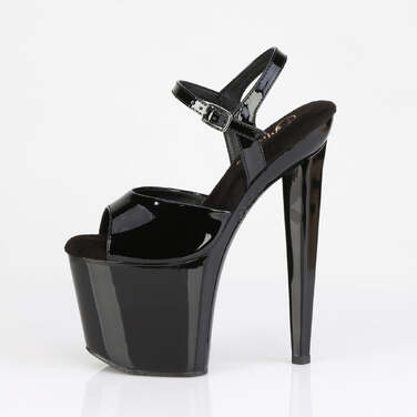 Босоніжки Razzle-809 на підборах 8 дюймів, босоніжки з ремінцем на щиколотці 3 1/2 дюйма, чорні лаковані/чорні