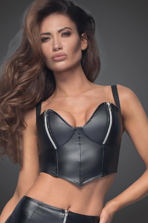 Топ-корсет сексуальный с молниями на чашках Noir Handmade F165 черный, L