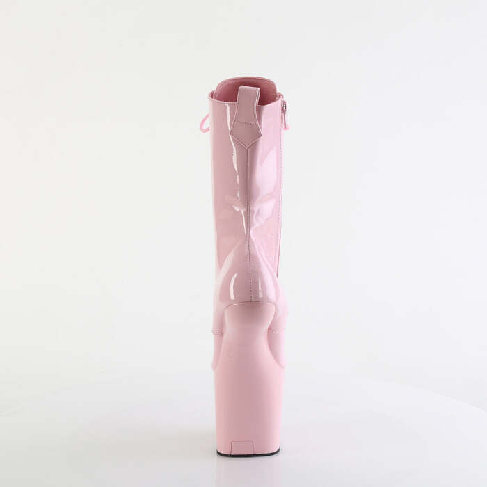 Ботинки Craze-1040 *8 дюймов, без каблука, 3 дюйма, PF, шнуровка спереди, молния внутри, нежно-розовый